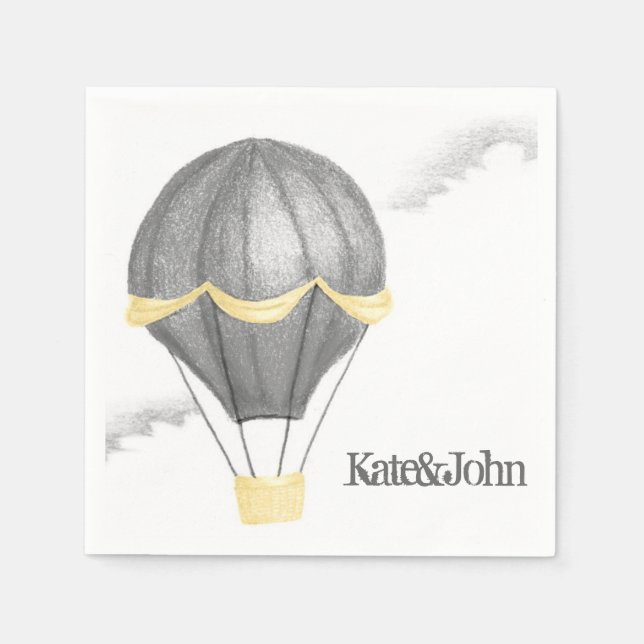 Whimsical Vintage Hot Air Balloon Napkin (Front)