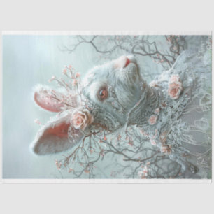Whimsical Vintage Lace Easter Rabbit Decoupage Tissue Paper