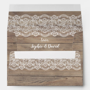 Whimsical Vintage Lace Old Barn Wedding Envelope