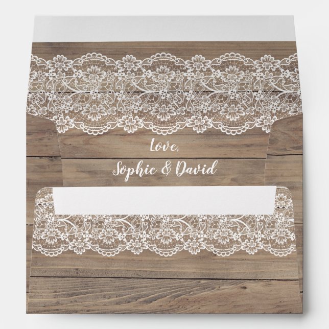 Whimsical Vintage Lace Old Barn Wedding Envelope (Back (Bottom))