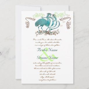 Whimsical Vintage Love Bird Wedding Invitation