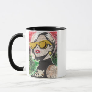 Whimsical Vintage Newspaper Collage Fashion Girl B Mug
