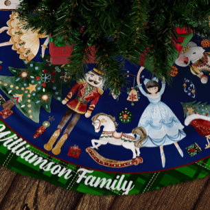 Whimsical Vintage Nutcracker Christmas Ballet Brushed Polyester Tree Skirt