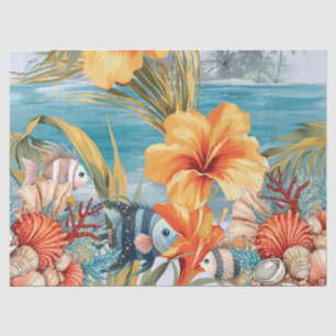 Whimsical Vintage Ocean Floral & Fish Tissue Paper