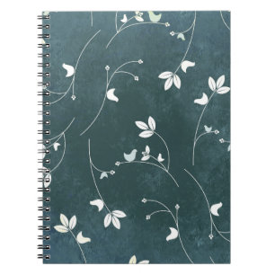 Whimsical Vintage Pattern with Birds and Leaves Notebook