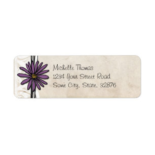 Whimsical Vintage Purple Daisy Return Address Label