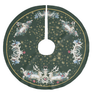  Whimsical Vintage Reindeer Christmas Tree Skirt