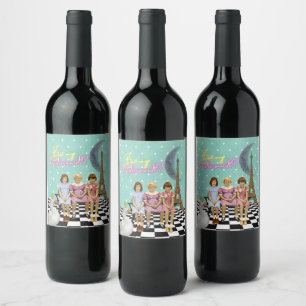 Whimsical Vintage Schoolgirls Bridesmaid Request  Wine Label