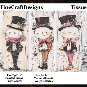 Whimsical Vintage Snowman, Top Hats F9 Decoupage Tissue Paper