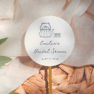 Whimsical Vintage Tea Party Bridal Shower Favor Classic Round Sticker