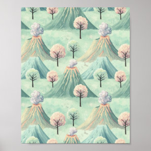 Whimsical Volcanic Landscape - Fantasy Art Print
