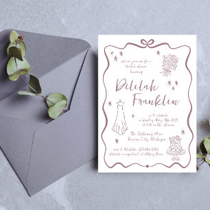 Whimsical Vows   Hand Drawn Doodle   Bridal Shower Invitation