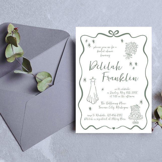 Whimsical Vows | Hand Drawn Doodle | Bridal Shower Invitation (Creator Uploaded)