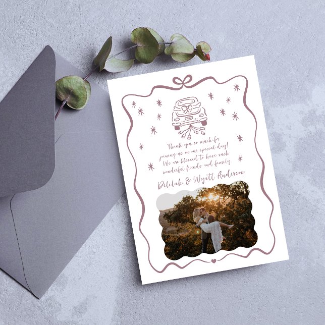 Whimsical Vows | Hand Drawn Doodle |  Thank You Card (Creator Uploaded)