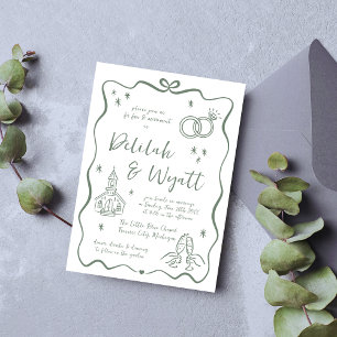 Whimsical Vows   Hand Drawn Doodles   Wedding Invitation