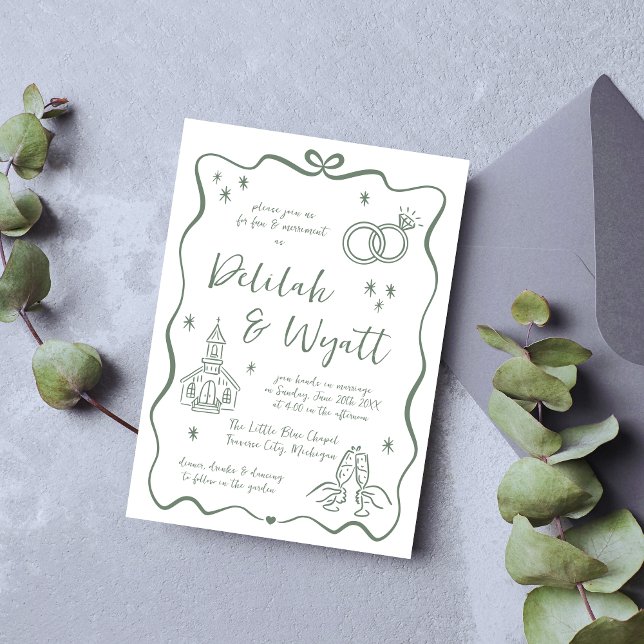 Whimsical Vows | Hand Drawn Doodles | Wedding Invitation (Creator Uploaded)