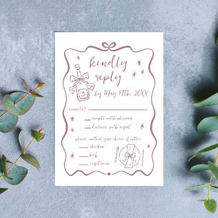 Whimsical Vows   Hand Drawn Doodles   Wedding RSVP Card