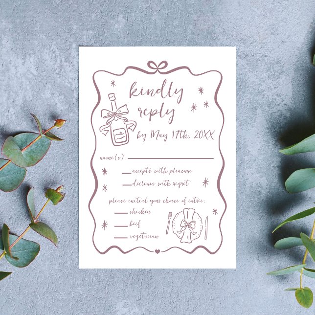 Whimsical Vows | Hand Drawn Doodles | Wedding RSVP Card (Creator Uploaded)