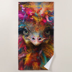 Whimsical Wackadoodle Colourful Bird Charm Beach Towel