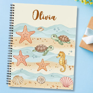 Whimsical Watercolor Baby Sea Creatures Notebook