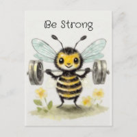 Whimsical Watercolor Barbell Bee Fitness Motivate