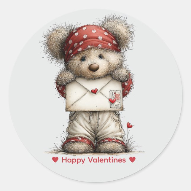 Whimsical Watercolor Bear Love Sticker (Front)