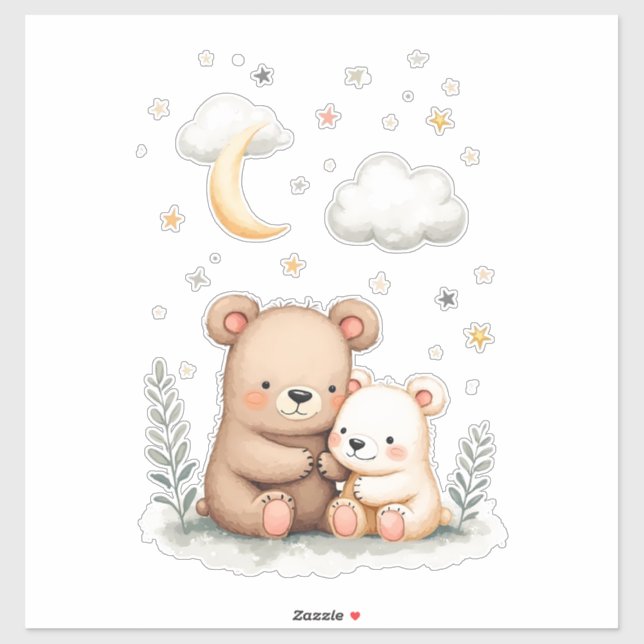 Whimsical Watercolor Bear Nursery Illustration (Sheet)