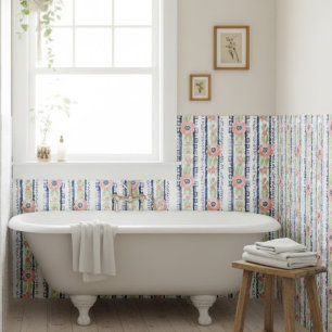 Whimsical Watercolor Blue Green Decorative Ceramic Tile