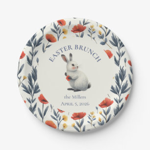 Whimsical Watercolor Bunny Meadow Easter Brunch Paper Plate