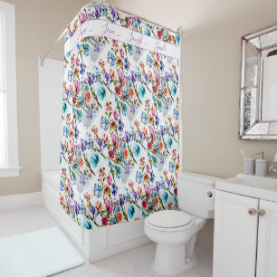 Whimsical Watercolor Butterflies Shower Curtain
