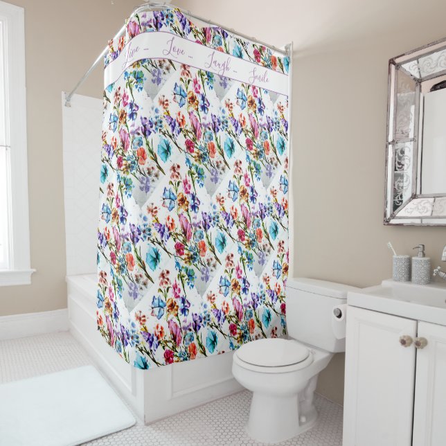 Whimsical Watercolor Butterflies Shower Curtain (In Situ)