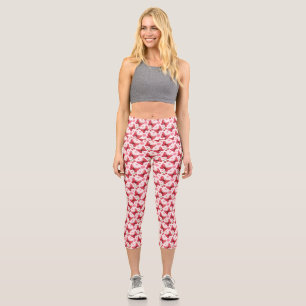 Whimsical Watercolor Butterfly and Cherry Pattern Capri Leggings