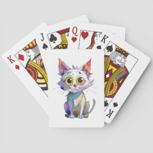 Whimsical Watercolor Cat Playing Cards