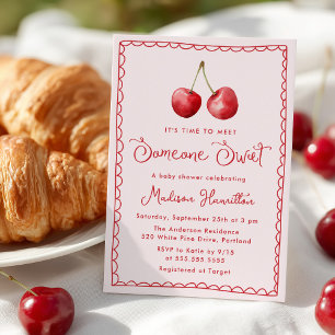 Whimsical Watercolor Cherry Baby Shower Invitation