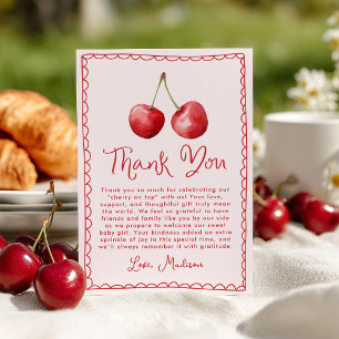 Whimsical Watercolor Cherry Baby Shower Thank You Card