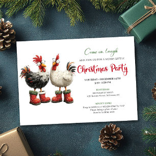 Whimsical Watercolor Chickens Modern Party Invite