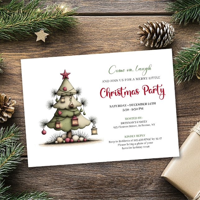 Whimsical Watercolor Christmas Tree Party Invite (Whimsical Watercolor Christmas Tree Party Invite)
