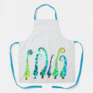 Whimsical watercolor christmas trees apron
