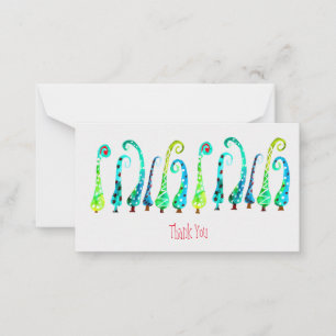 Whimsical watercolor christmas trees card