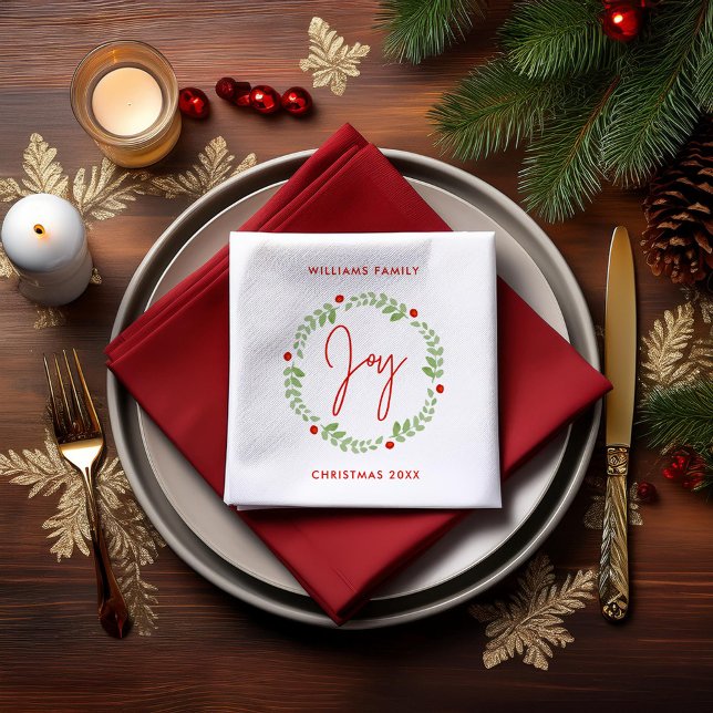 Whimsical Watercolor Christmas Wreath Napkin (Creator Uploaded)