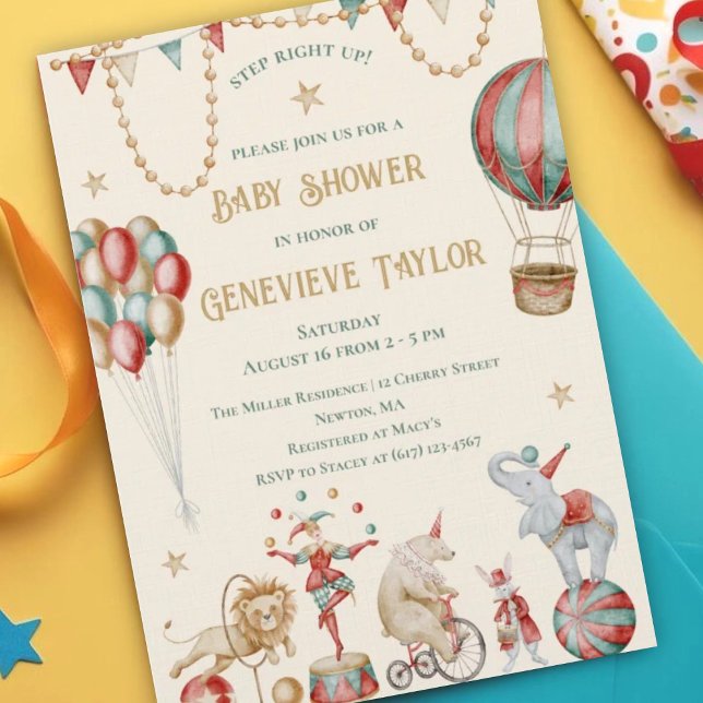 Whimsical Watercolor Circus Carnival Baby Shower Invitation (Creator Uploaded)