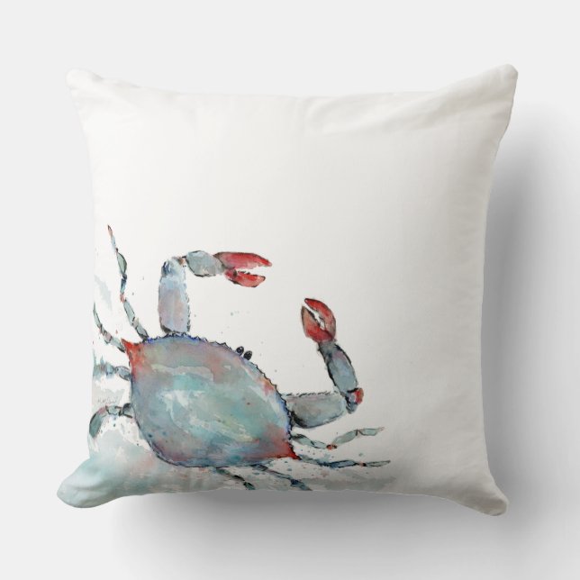 Whimsical Watercolor Crab Cushion (Front)