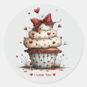 Whimsical Watercolor Cupcake Love  Sticker