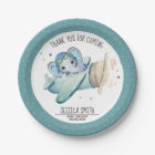 Whimsical Watercolor Elephant Aeroplane Baby Showe