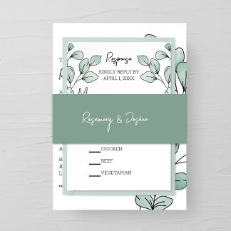 Whimsical Watercolor Eucalyptus Wedding Invitation Belly Band