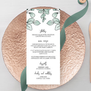 Whimsical Watercolor Eucalyptus Wedding Menu