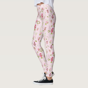 Whimsical Watercolor Fairies & Flowers Pink Leggings