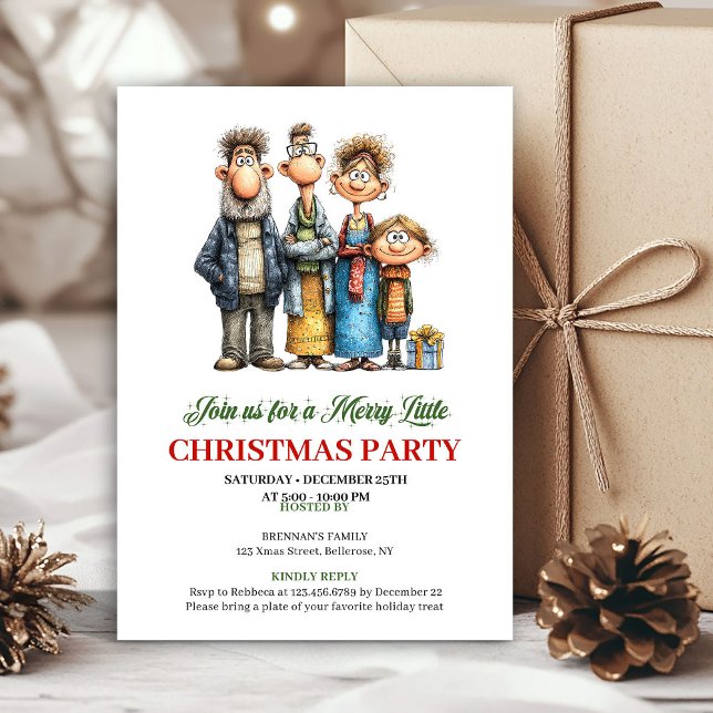 Whimsical Watercolor Family Christmas Party Invite (Whimsical Watercolor Family Christmas Party Invite)