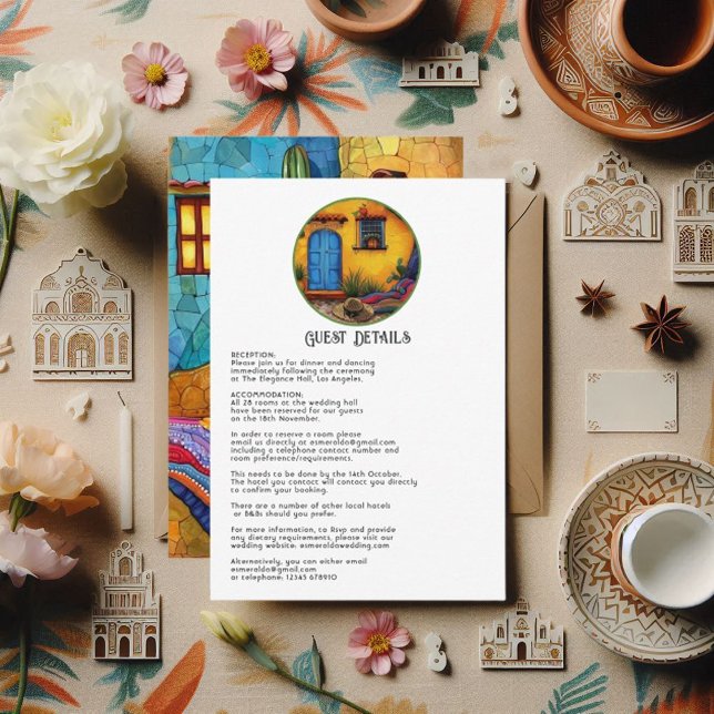 Whimsical Watercolor Fiesta Wedding Guest Details Enclosure Card (Whimsical Watercolor Fiesta Wedding Guest Details Enclosure Card)