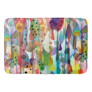 Whimsical Watercolor Floral Art Bath Mat